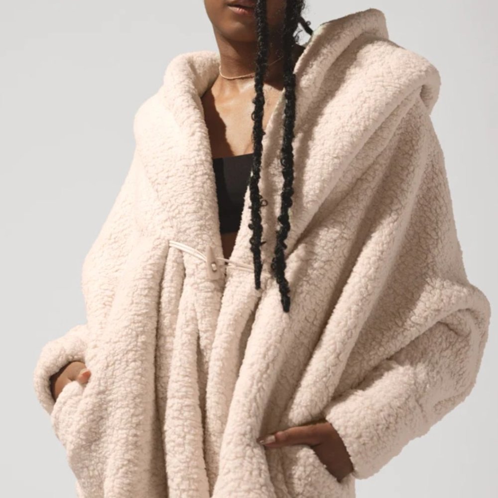 Popflex Faux Sherpa Cocoon Coat - Taupe - Women's Small/Medium